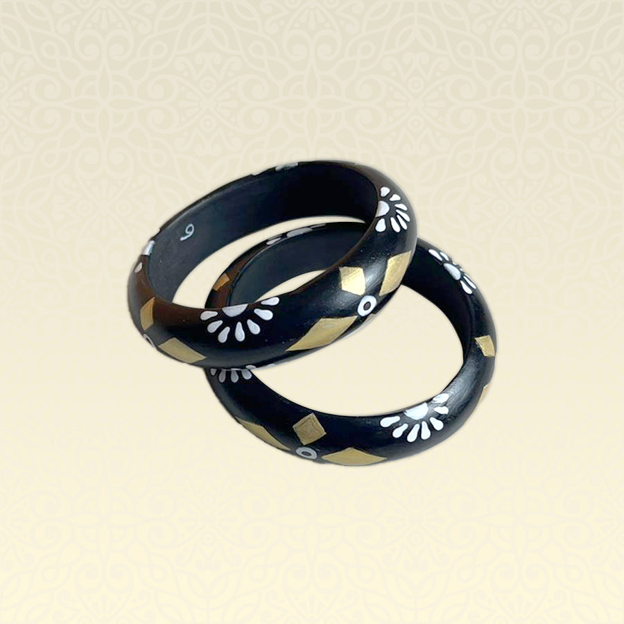 TERRACOTTA BANGLE SET (SET OF 2 -STALLION BLACK)