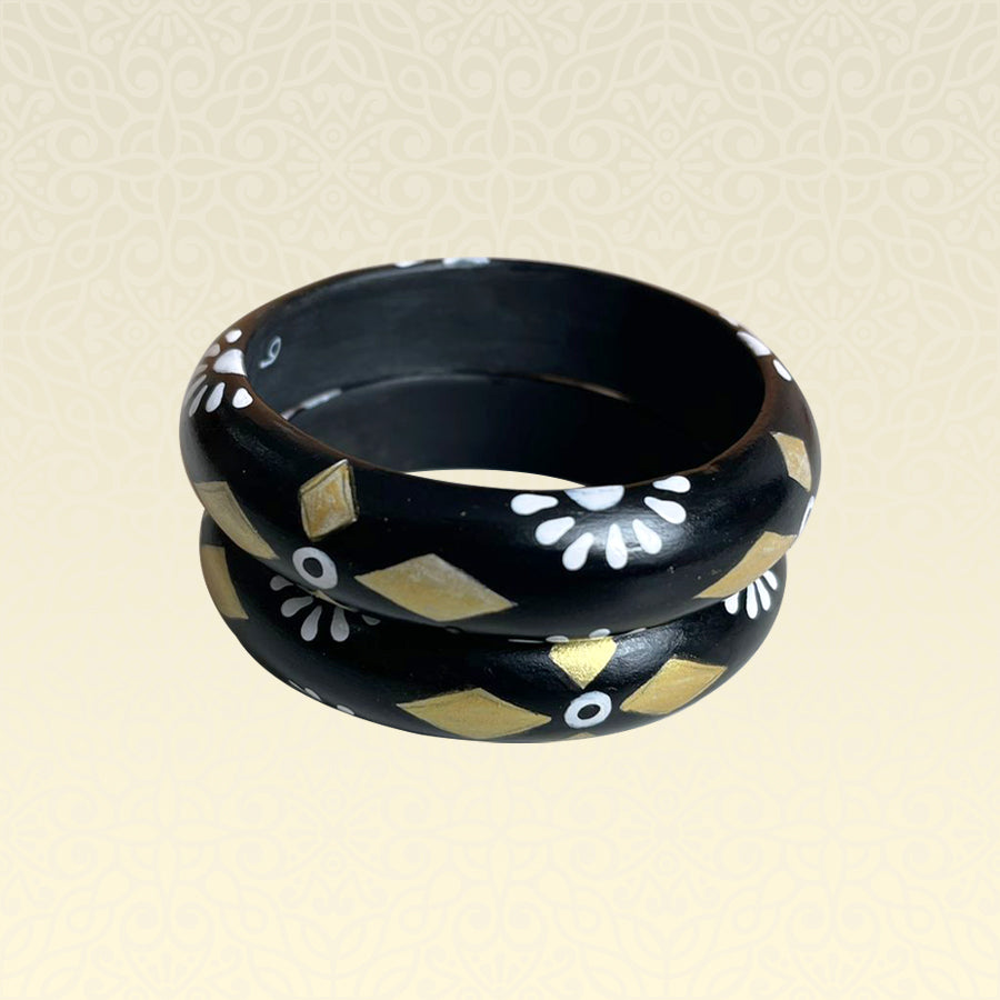 TERRACOTTA BANGLE SET (SET OF 2 -STALLION BLACK)