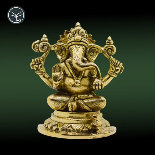 TRADITIONAL FINE QUALITY BRASS GANESHA WITH DETAILED WORK