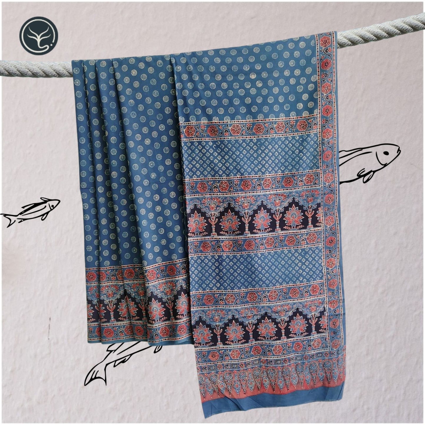 AJRAKH IN PURE COTTON (CT-AJ-BC-03) - BLOCK PRINTED