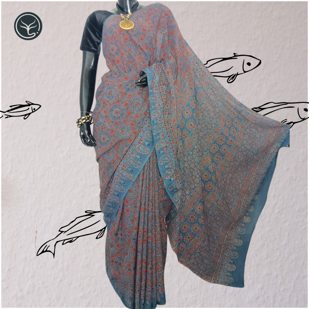 AJRAKH IN PURE COTTON (CT-AJ-BC-01) - BLOCK PRINTED