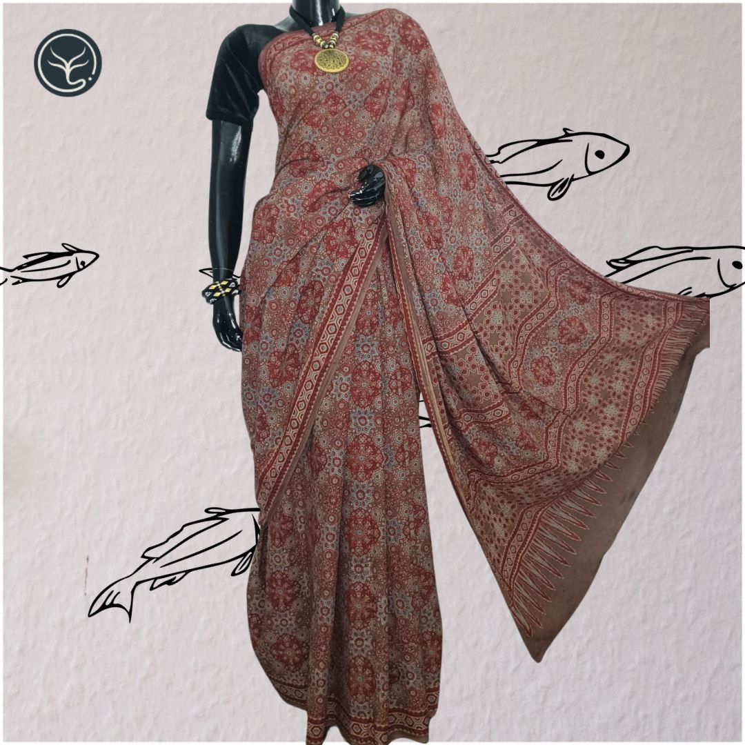 AJRAKH IN PURE COTTON (CT-AJ-BC-05) - BLOCK PRINTED