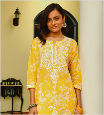 Embroidered Chikankari - Yellow