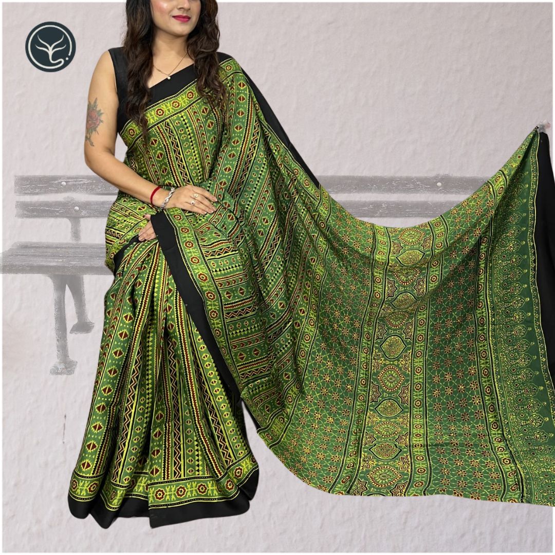 AJRAKH IN MODAL SILK (MD-AJ-KD-92) - BLOCK PRINTED