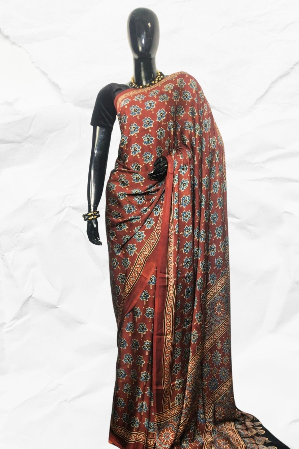 AJRAKH IN MODAL SILK (MD-AJ-KD-04M) - BLOCK PRINTED