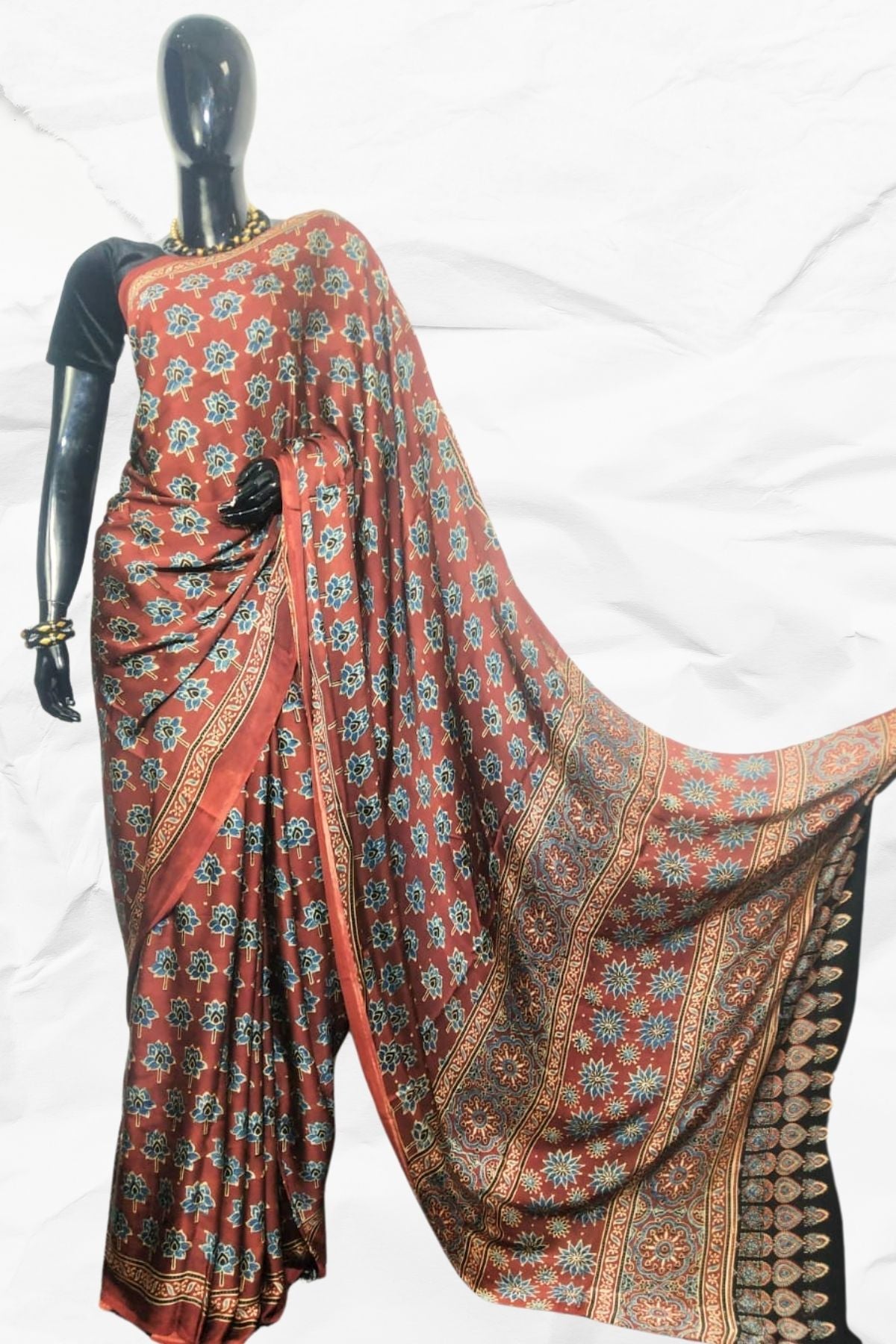 AJRAKH IN MODAL SILK (MD-AJ-KD-04M) - BLOCK PRINTED
