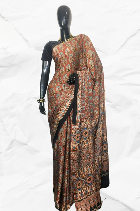 AJRAKH IN MODAL SILK (MD-AJ-KD-32M) - BLOCK PRINTED