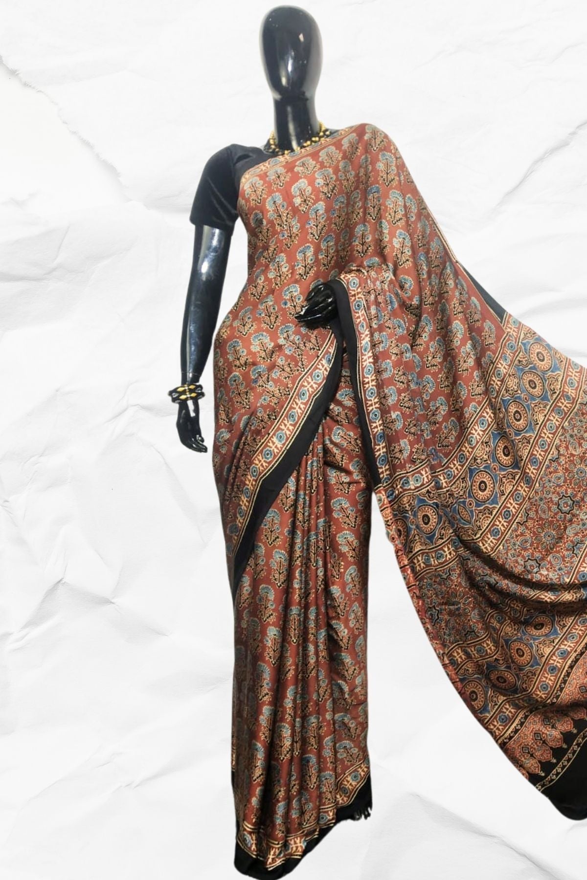 AJRAKH IN MODAL SILK (MD-AJ-KD-32M) - BLOCK PRINTED