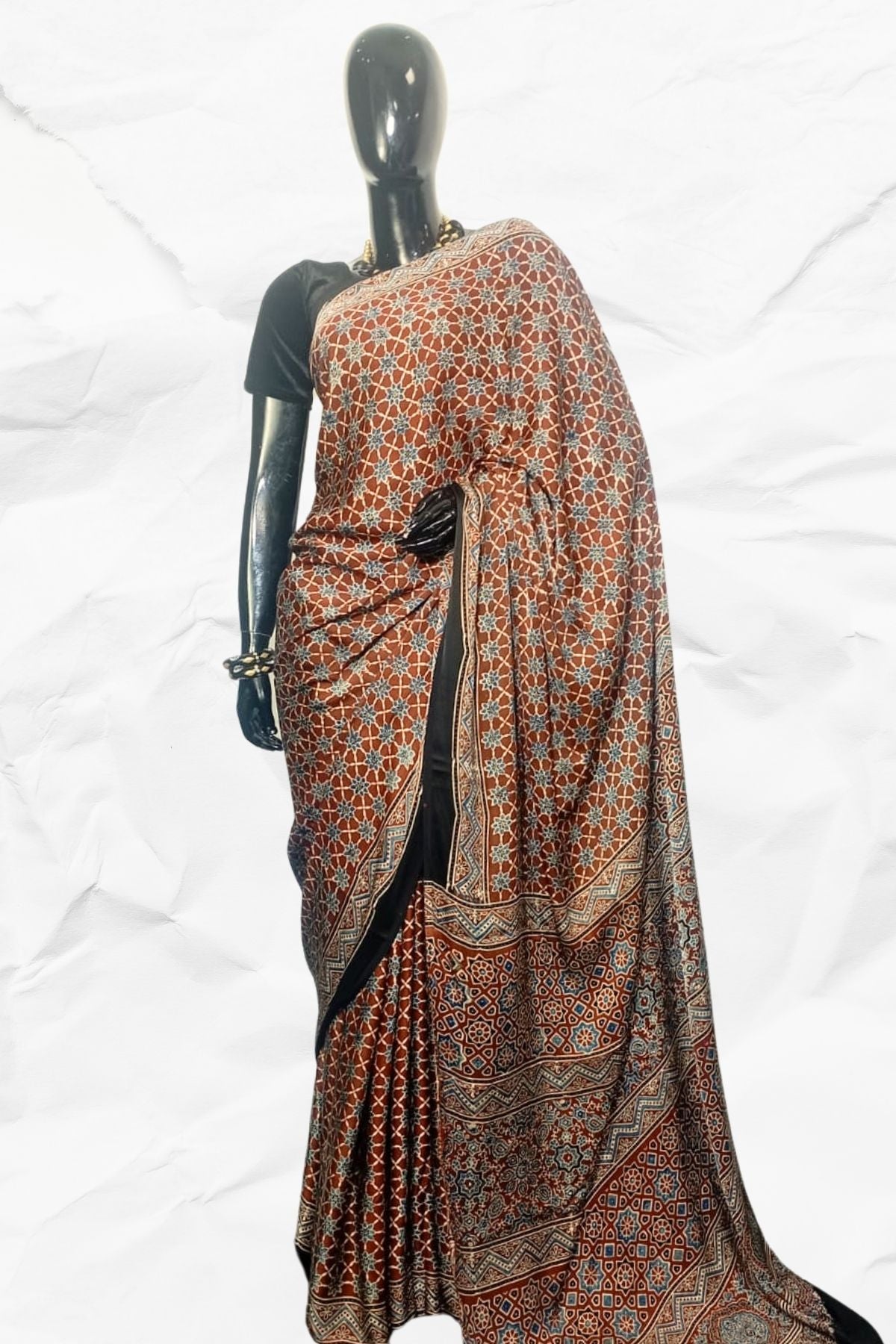 AJRAKH IN MODAL SILK (MD-AJ-KD-63M) - BLOCK PRINTED