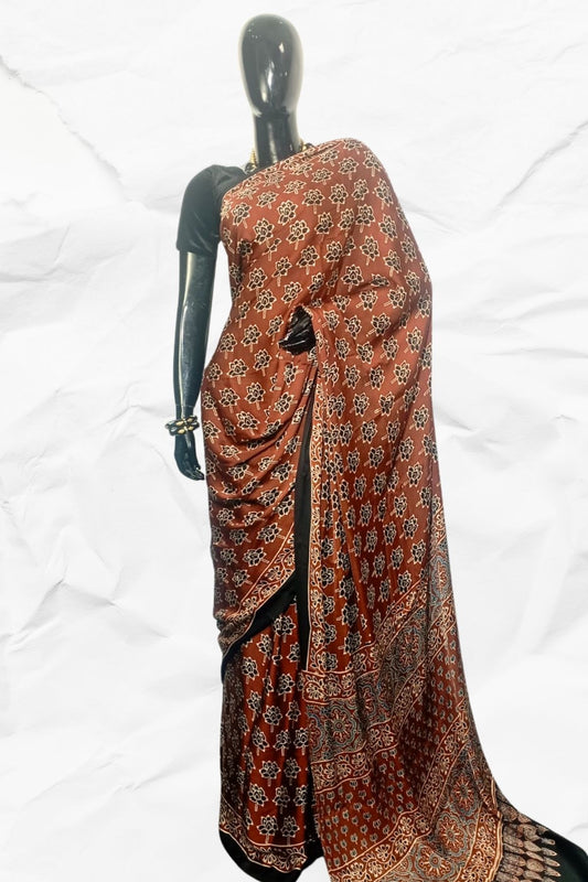 AJRAKH IN MODAL SILK (MD-AJ-KD-68M) - BLOCK PRINTED