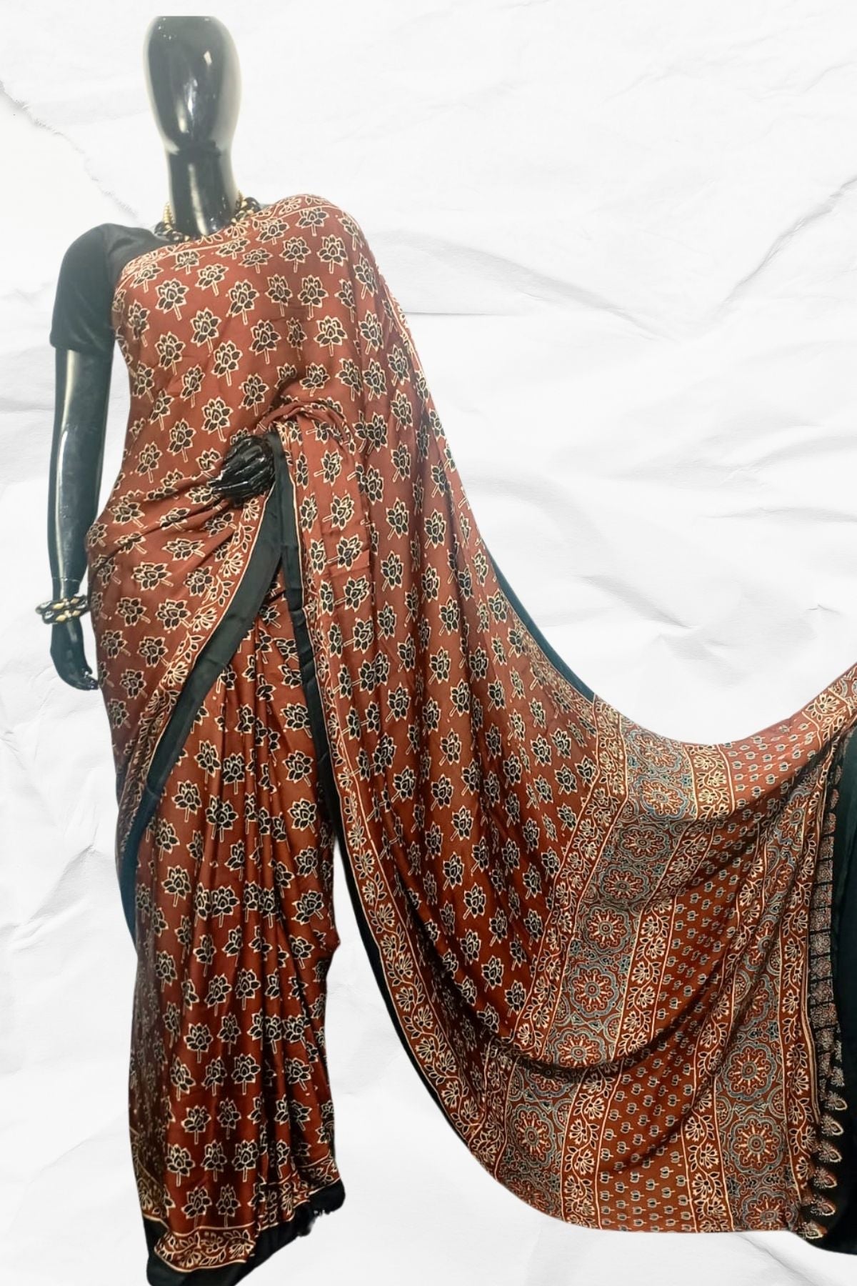 AJRAKH IN MODAL SILK (MD-AJ-KD-68M) - BLOCK PRINTED