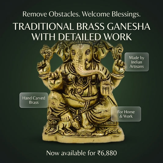 TRADITIONAL BRASS GANESHA WITH DETAILED WORK