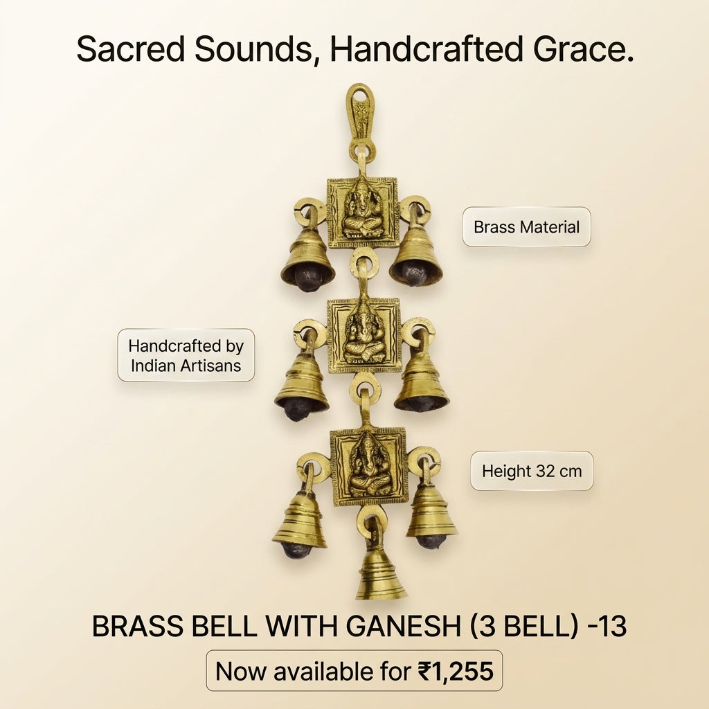 BRASS BELL WITH GANESH (3 BELL)