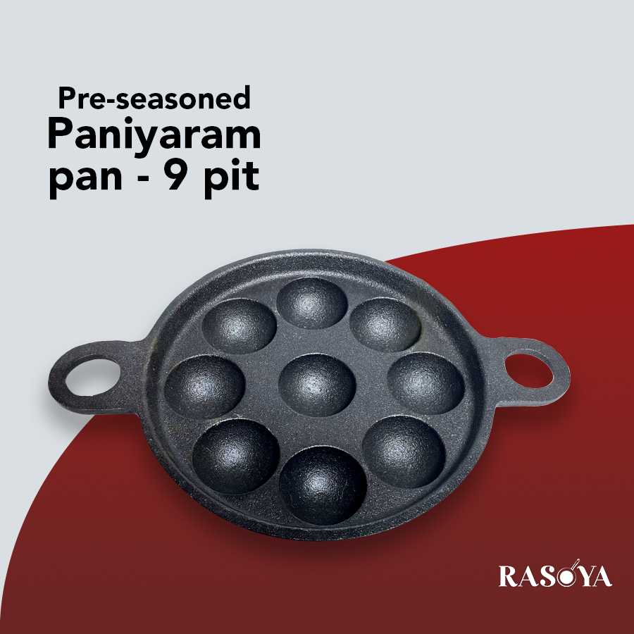 Cast Iron Kuzhi Paniyaram Chatti - 9 pit